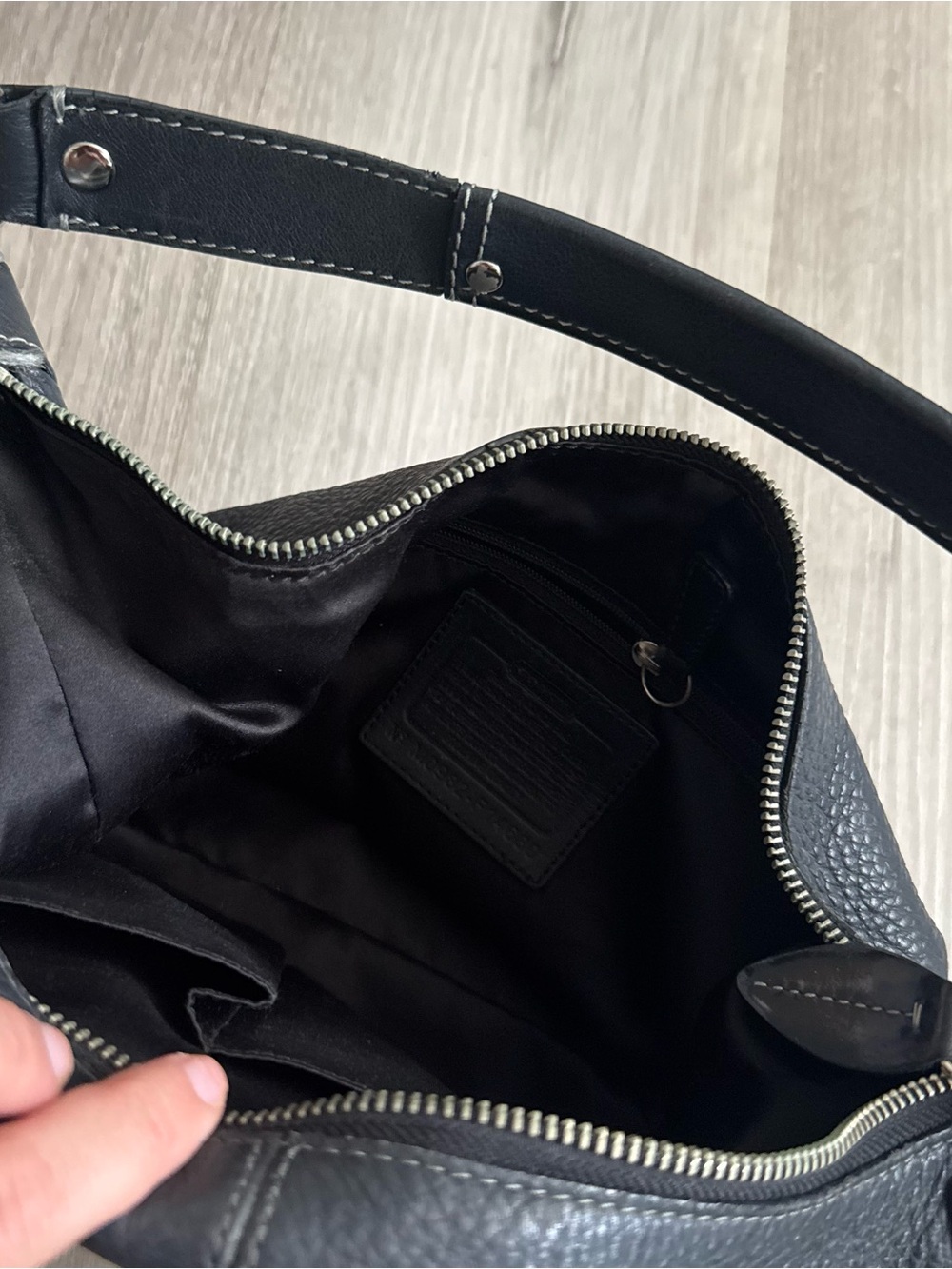 Coach Black Pebbled Leather Shoulder Hobo with Silver Hardware - Picture 4 of 5